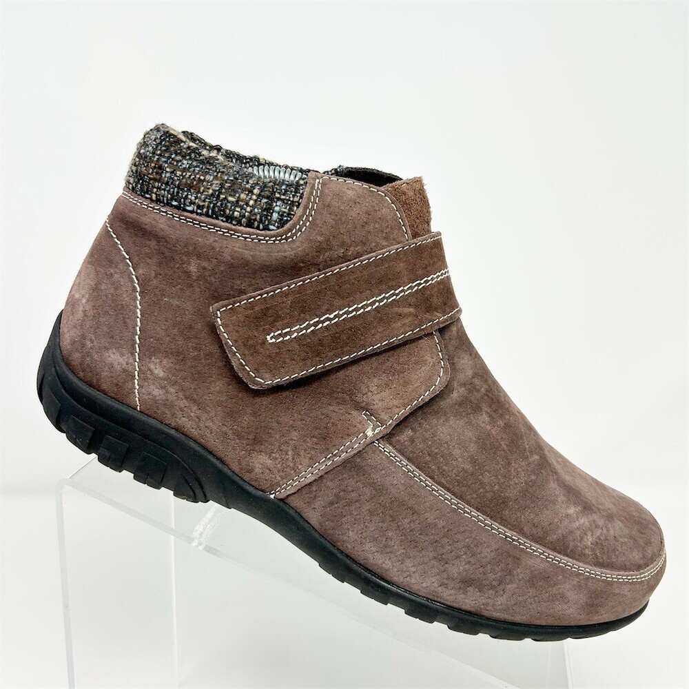 Propet Delaney Strap Ankle Booties Brown Hook & Loop Comfort Size 9 XX(4E)